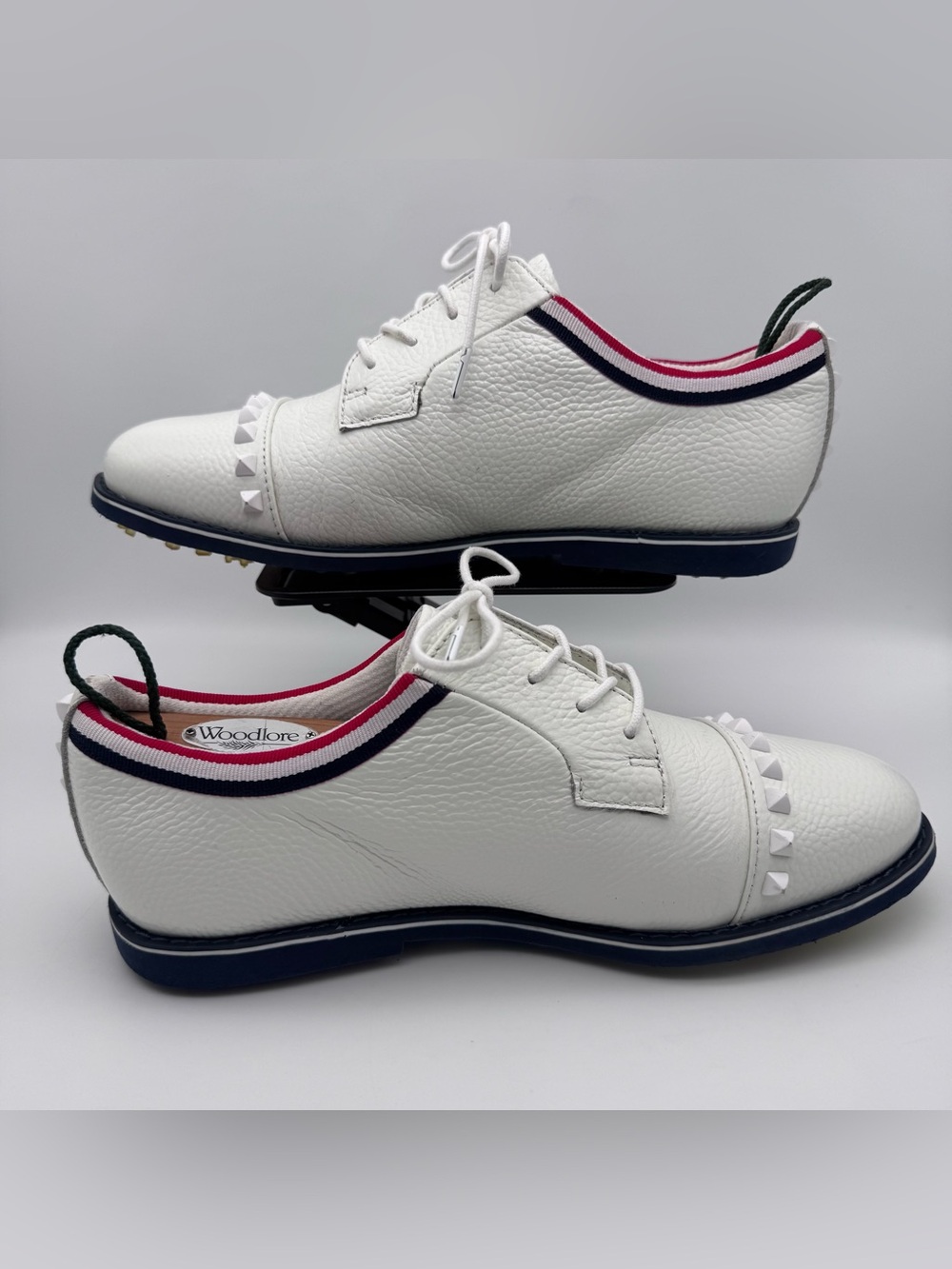 G/Fore Gallivanter White Golf Shoes Grosgrain Stud Cap Toe Women Size 10.5 - Picture 4 of 10